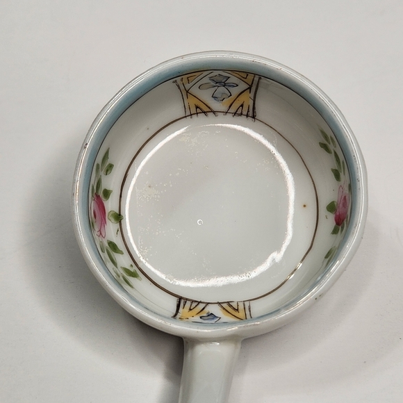 Noritake Ladle Spoon Hand Painted Japan Porcelain Pink Rose Flowers Cross - Picture 2 of 12